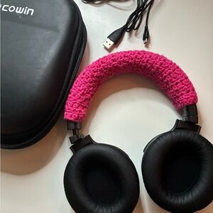 Pink and Black Over-Ear Headphones